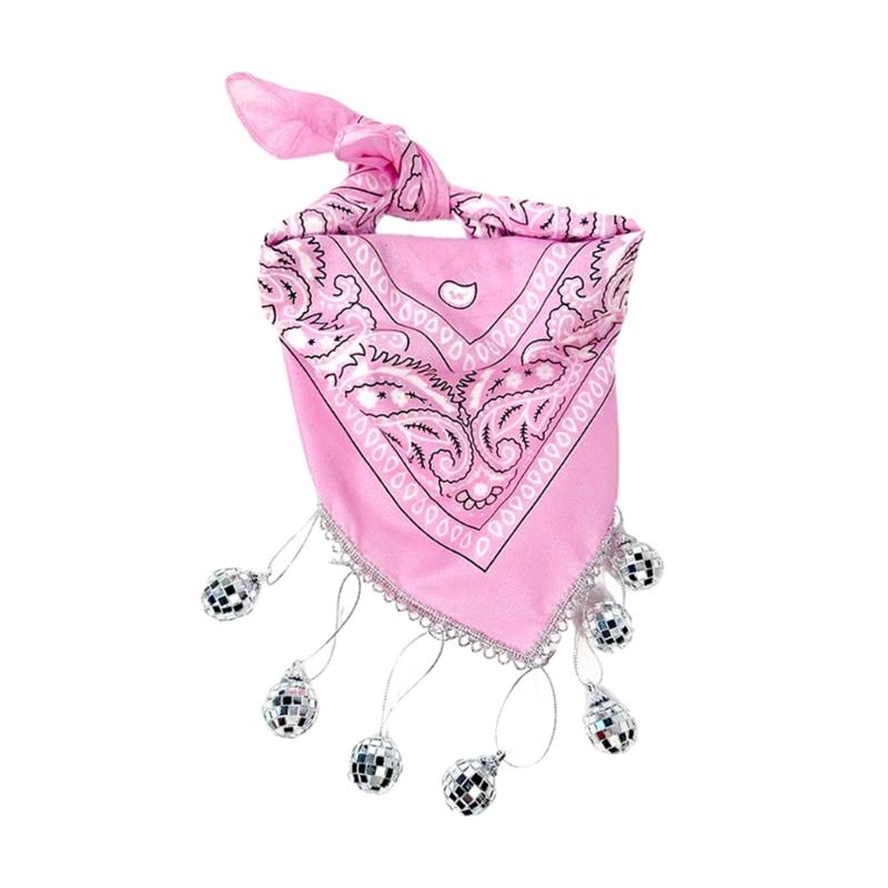 Western Disco Fringed Bandana for Bridal Shower Vintage Cowgirl Headscarf Costume Female Bandana Night Club Party Wear