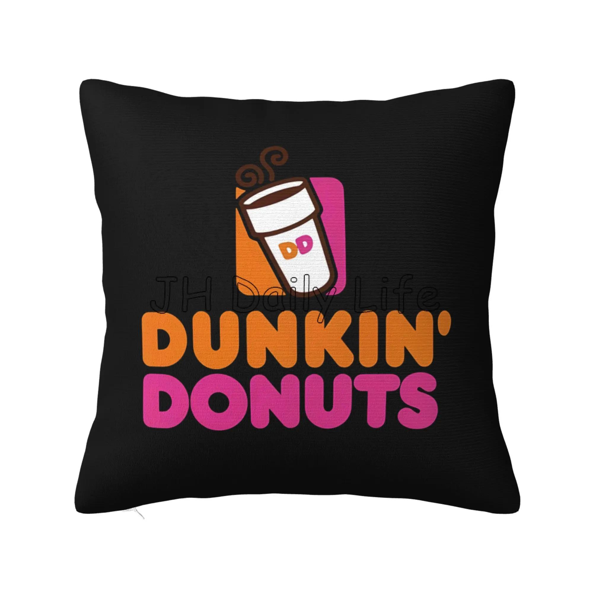 Dunkin Donuts Print Square Throw Pillow Cover Soft Cozy Pillow Case for Home Sofa Bed Car Decoration Cushion Cover 18x18 Inch 30cmx30cm