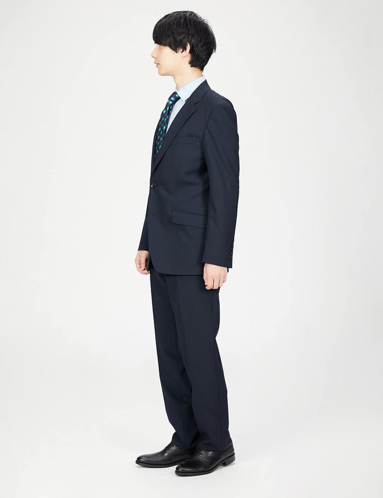 Takakyu Washable Stretch Shiny Wool Blend Regular Fit A4 Size Men's Two-Button Suit, Navy, 110013343701223,