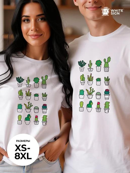Oversized cotton summer T-shirt: Cactus Collection S