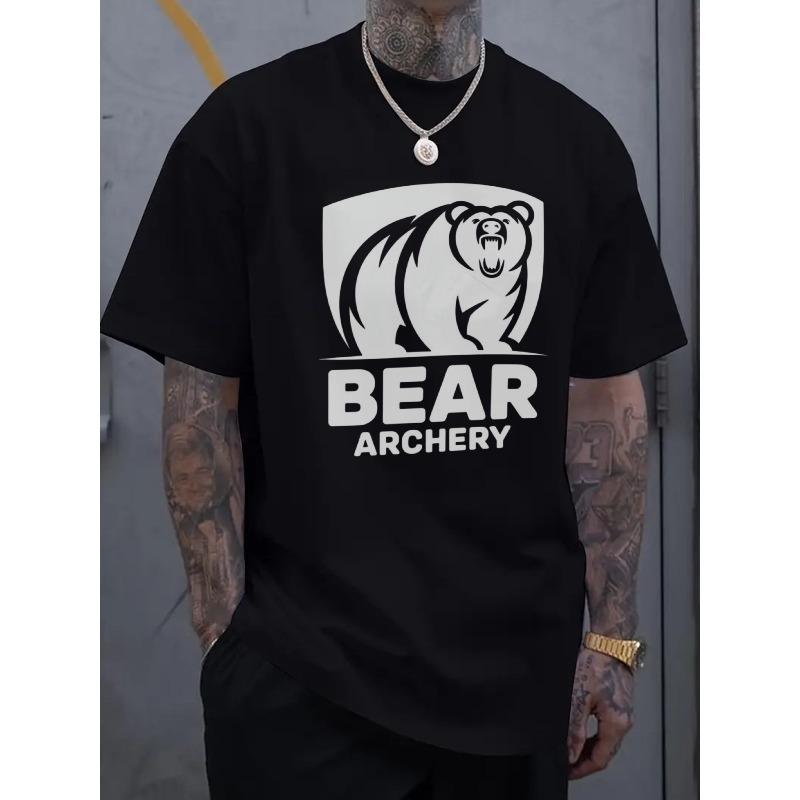 

Мужская черная оверсайз футболка европейского размера с логотипом Bear Archery - Идеально подходит для активного отдыха и повседневной носки S чёрный