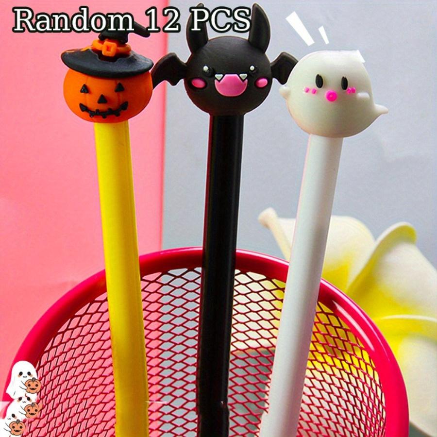 12/ 30 PCS Halloween-Themed Gel Pens 0.5mm Black Various Designs Ghosts Pumpkins Student Essential School Use,Party Gifts,Graduation Back To School
