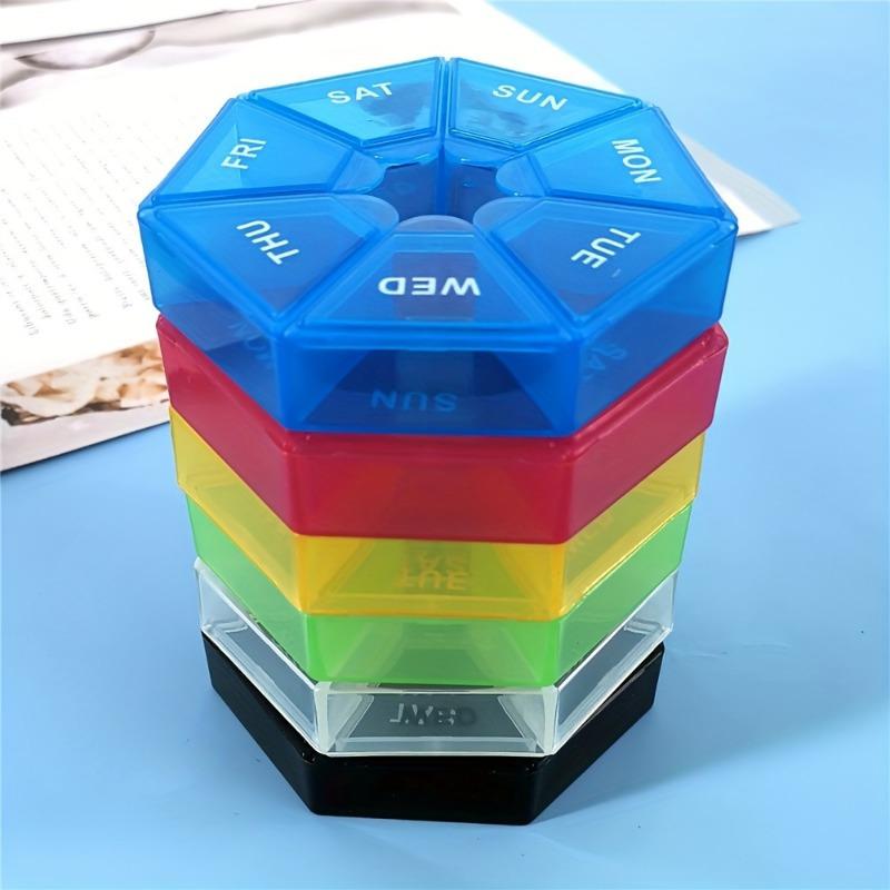 Convenient 7-Grid Pill Box Organizer with Rainbow Colors, Perfect for Weekly Medication, 3pcs
