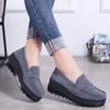 2026 Large size women's shoes suede leather loafers muffin sole thick sole increase casual women's single shoe cover foot