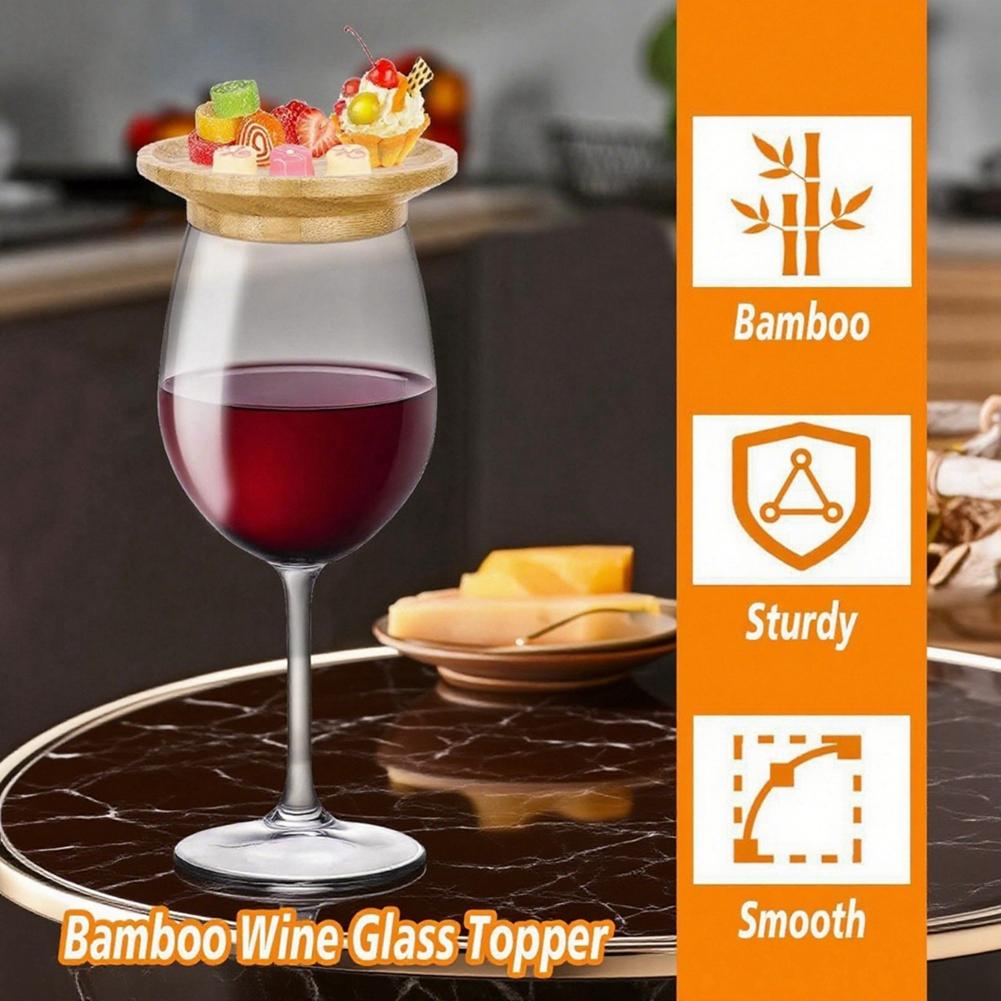 Wine Glass Lid Bamboo Wine Coaster Round Wine Glass Top Dessert Placement Lid