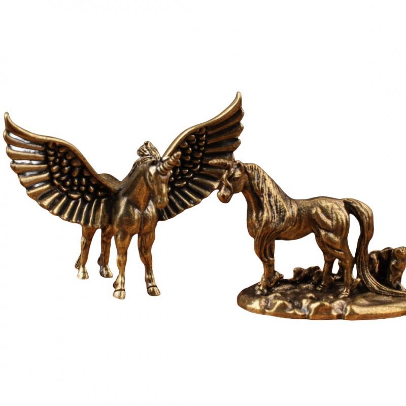 Cross-Border Hot-Selling Pegasus Small Creative Retro Craft Brass Unicorn Ornament