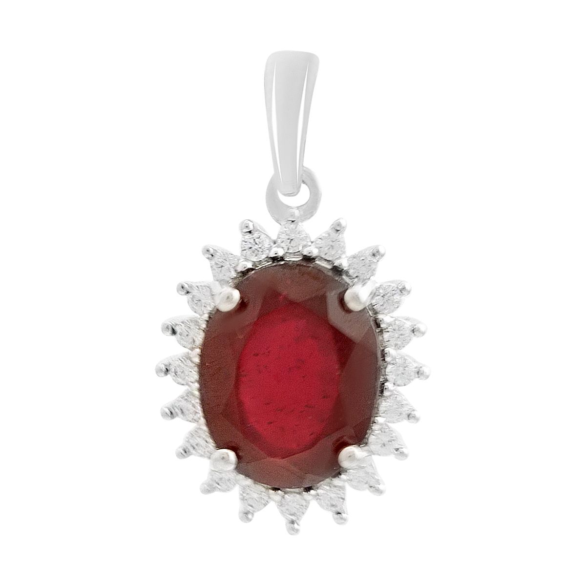 

Серебряная подвеска с рубином 3.92ct, фианитами (2205326) rubine червоний колір