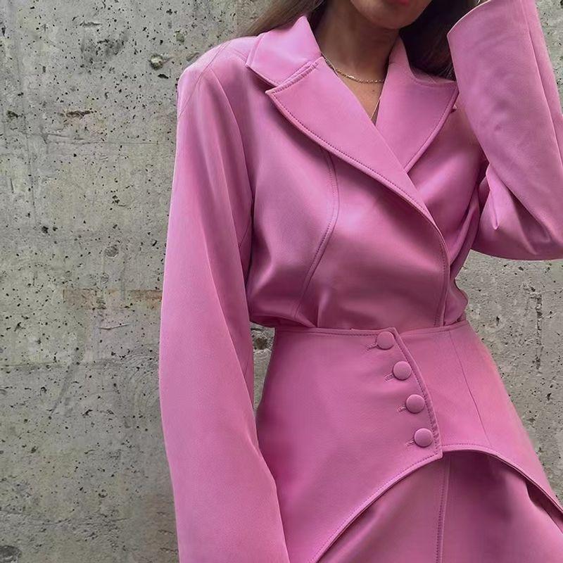 Fashion Wind Long Sleeves Loose Dress Waist Seal Suit Loose Fitting Suit Collar Dress
