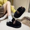 Lamb Wool Warm Wool Shoes Women's 2025 New Winter Thick-soled Belt Buckle, Velvet Warm One-pedal Cotton Shoes