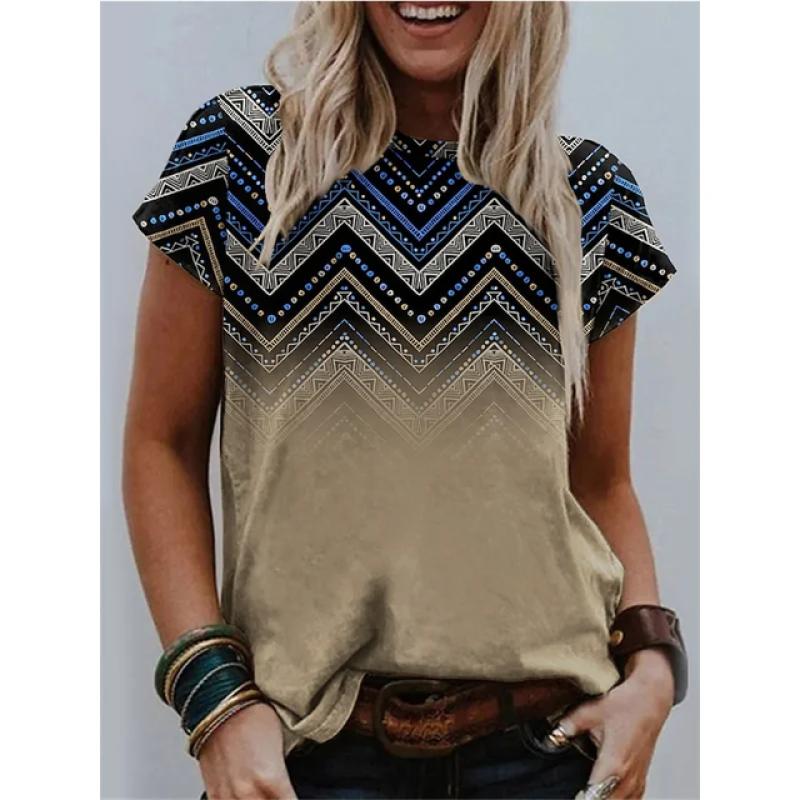 

Модная футболка, свободная летняя футболка с круглым вырезом и 3D принтом, оригинальная женская футболка, повседневные футболки с короткими рукавами, женская модная одежда для девочек 6XL