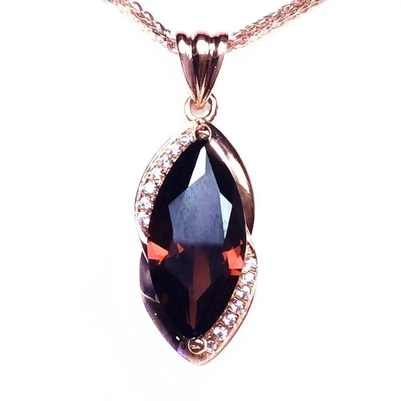 Purple Gold Colored Gold Pointed Smoky Zircon Plated Rose Gold Pendant Necklace Fashionable And Generous