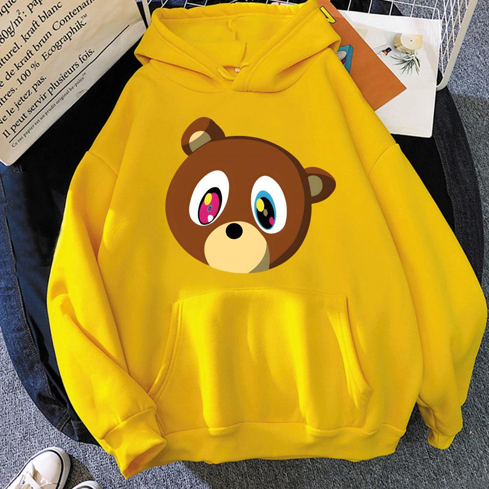 Kanye West Cartoon Tops Popular Characters Print Hoodies Male Fashion Street Sweatshirts Autumn Casual Fleece Hooded Pullovers