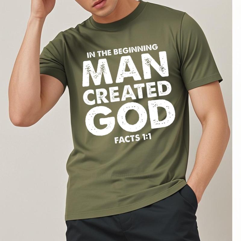 Brand Summer Man T Shirt In The Beginning Man Created God Facts 11 Short Sleeve Long Sleeve O Neck Teeshirt Men Cotton T Shirt