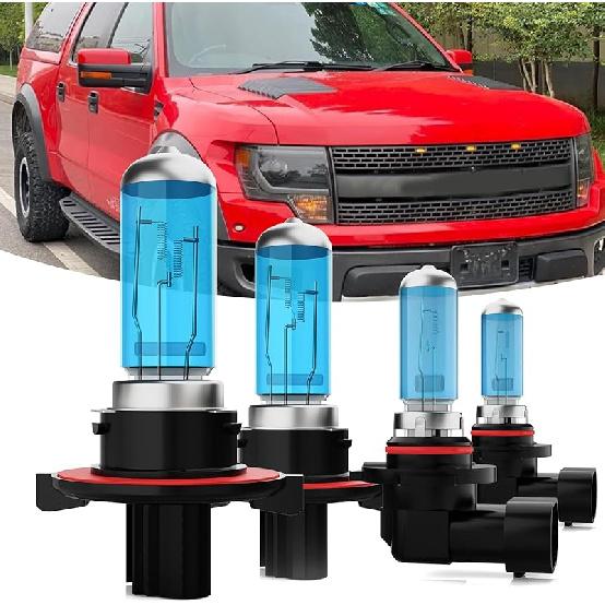 Headlights Fit for 2015-2020 Ford F150 Halogen Headlight Bulbs,9005/HB3/H10 High Beam & H11/H8/H9 Low Beam Headlight Bulbs,Plug And Play,Pack of 4