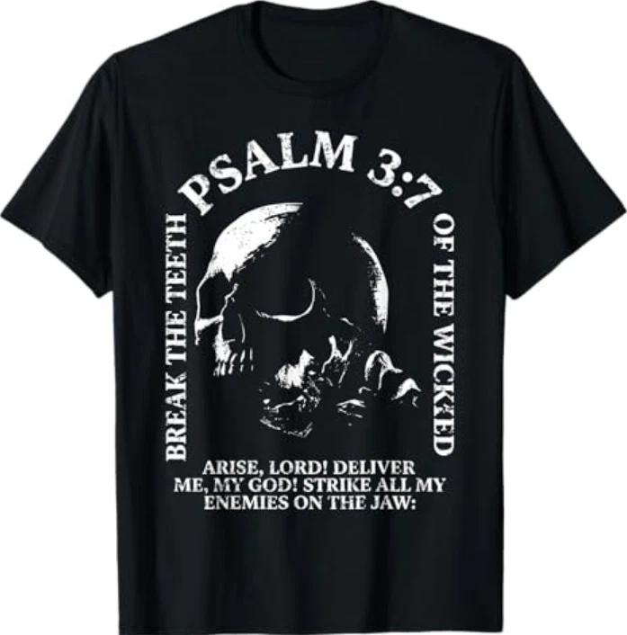 Psalm 37 Vintage Skull Christian Religious Bible Verse Tshirt S