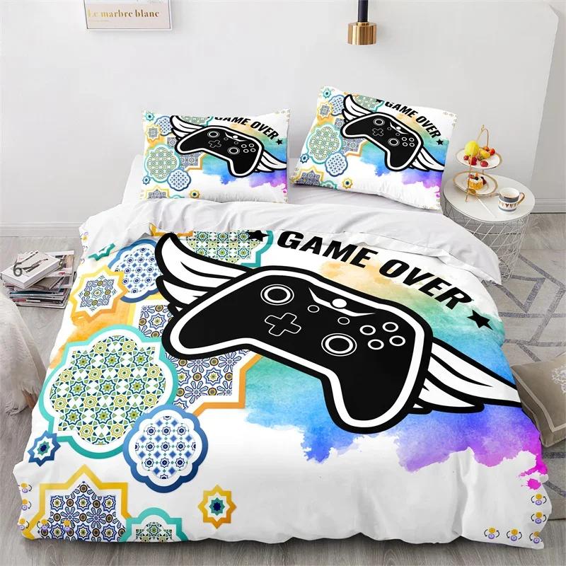 Gaming Bedding Set Twin Full Size Kids Gamepad Duvet Cover For Boys Girl Bedroom Decor Polyester Game Controller Comforter Cover