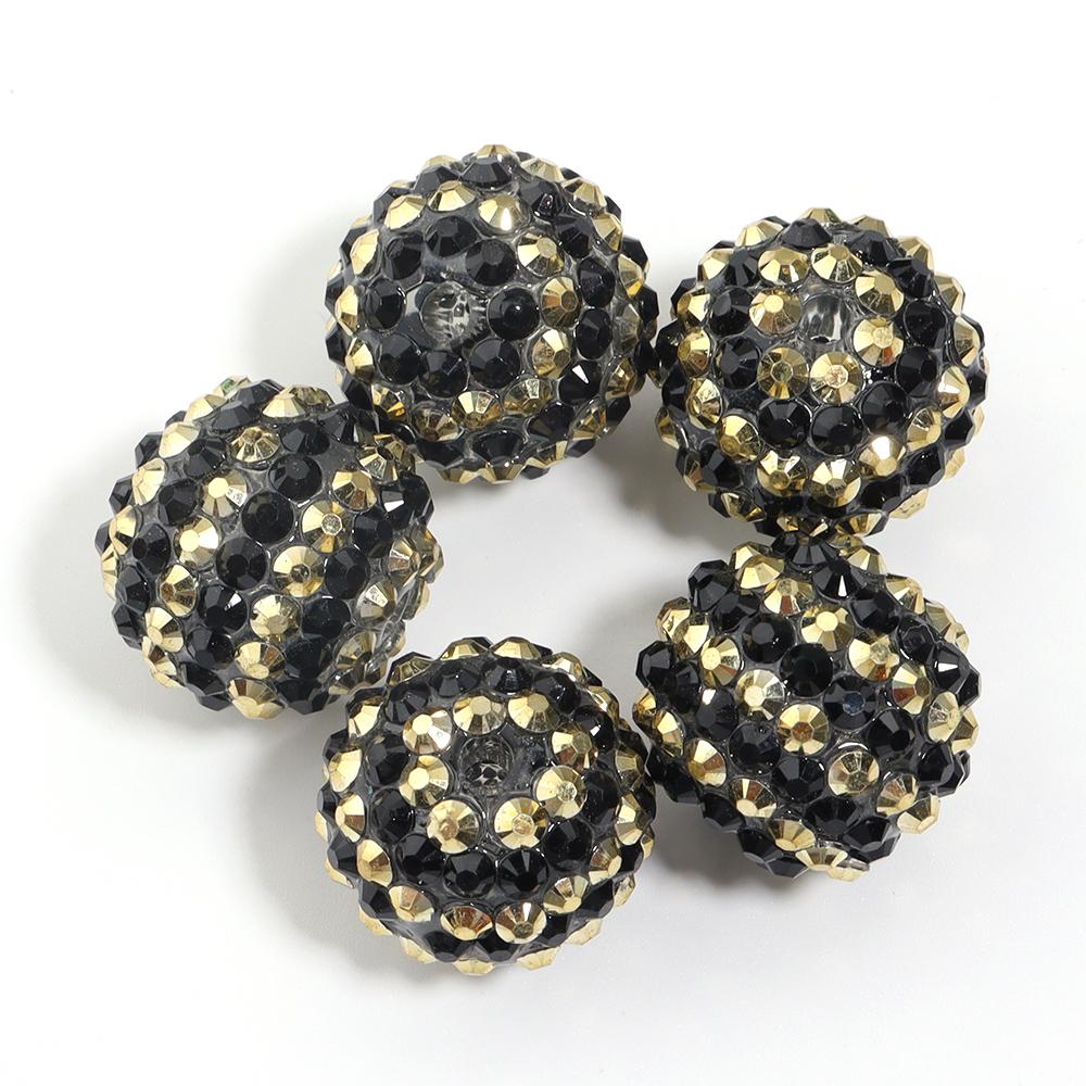 5pcs 20mm Rhinestone Resin Ball Beads Colorful Stripe Round Loose Beads For Jewelry Making DIY Bracelets Phone Chain Keychain