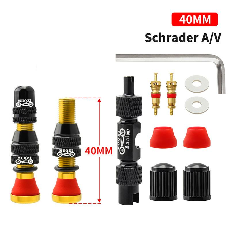 MUQZI 2PCS Bike Schrader Valve 60mm Tubeless Tire A/V Valve CNC Nipple Wheel Valve For MTB Road Bicycle Tubeless Rim Accessories