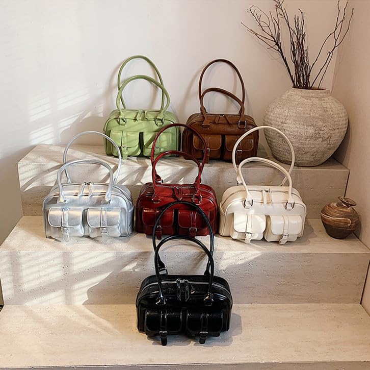 Shoulder Korean PU Double Leather Zipper Commuter Stylish [kaza-nannan] Women's Bag, Handbag, Style, Leather, 2-Way, Pocket, Bag, Handbag, Closure,