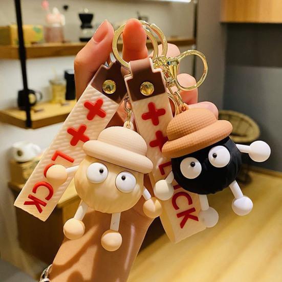 Silicone Cartoon Ball Keychain Wristlet Car Key Ring Pendant Backpack Bag Purse Charm Accessory