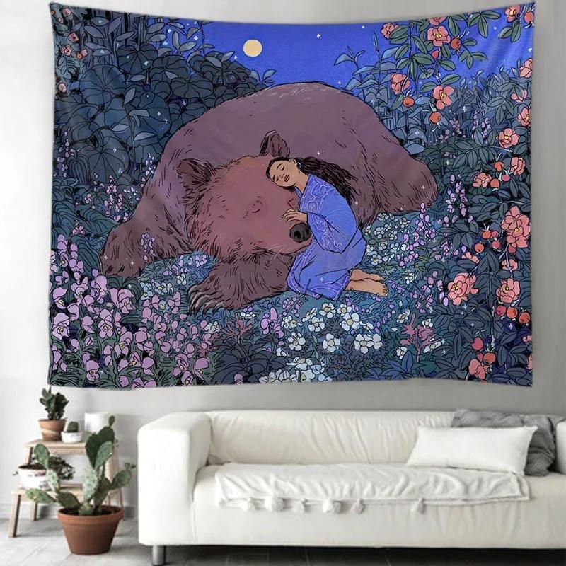 India Tiger Series Tapestry Wall Hanging Mandala Tapestries Wall Cloth Psychedelic Yoga Wall Hanging Boho Decoration Home Decor