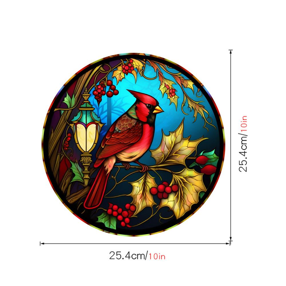 Retro Colorful Hummingbird Iris Window Glass Electrostatic Sticker Detachable Decorative Film Home Decoration