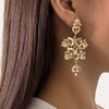 2022 Elegant Gold Leaf Rhinestone Pearl Stud Earrings