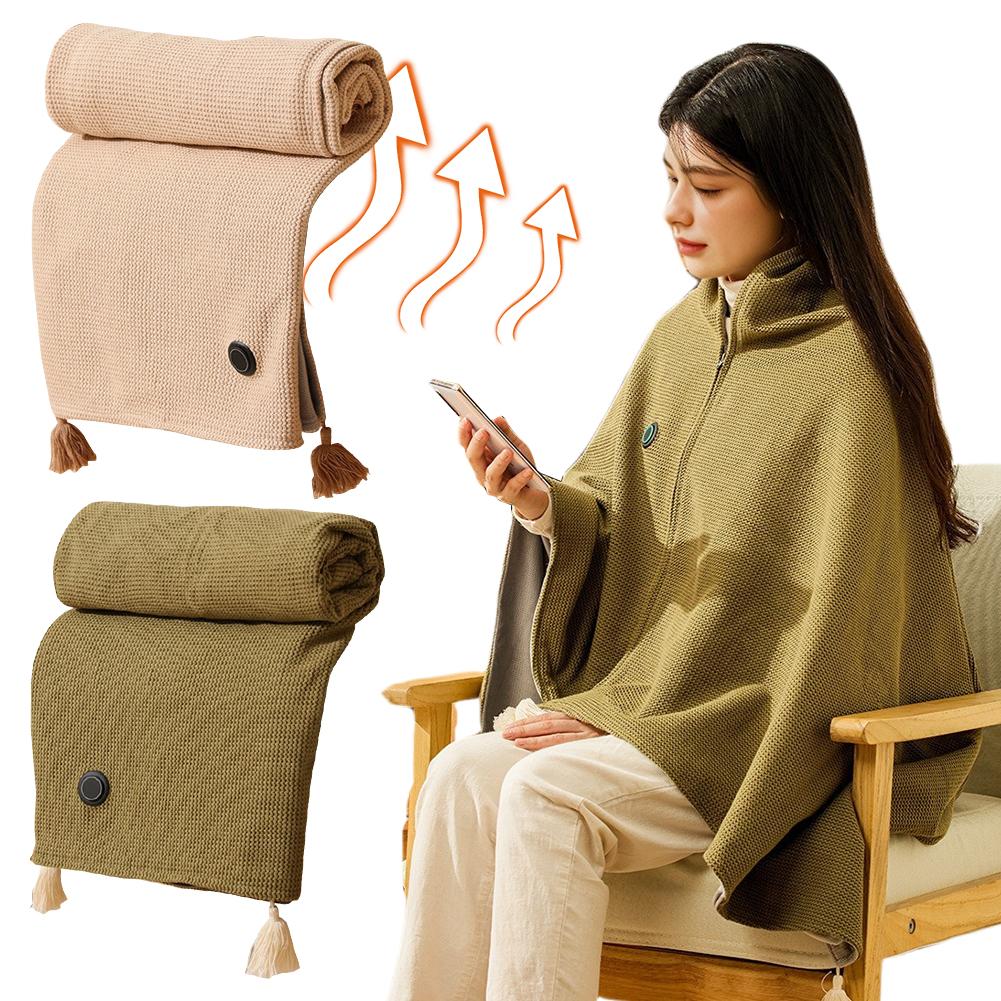 Wearable Heating Electric Blanket Shawl 3 Heating Levels Heated Shawl Portable Body Warmer Blanket for Home Office