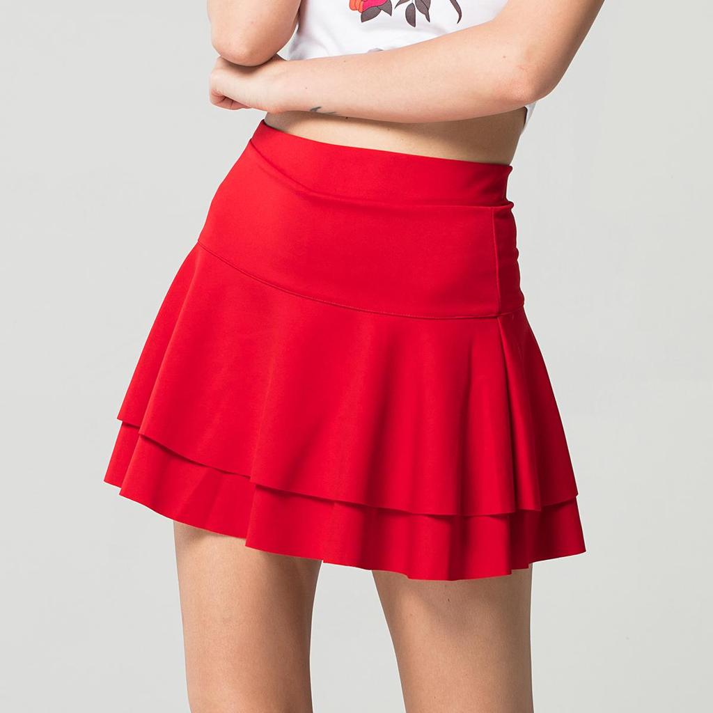 Spring High Waist Solid Double Layer Mini Cake Skirt Summer Party Streetwear Plus Size M-4Xl