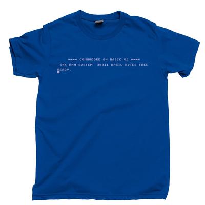 T-shirt Schermo di Avvio Commodore 64 Console Tastiera Pronta Programmatore Computer Maglietta