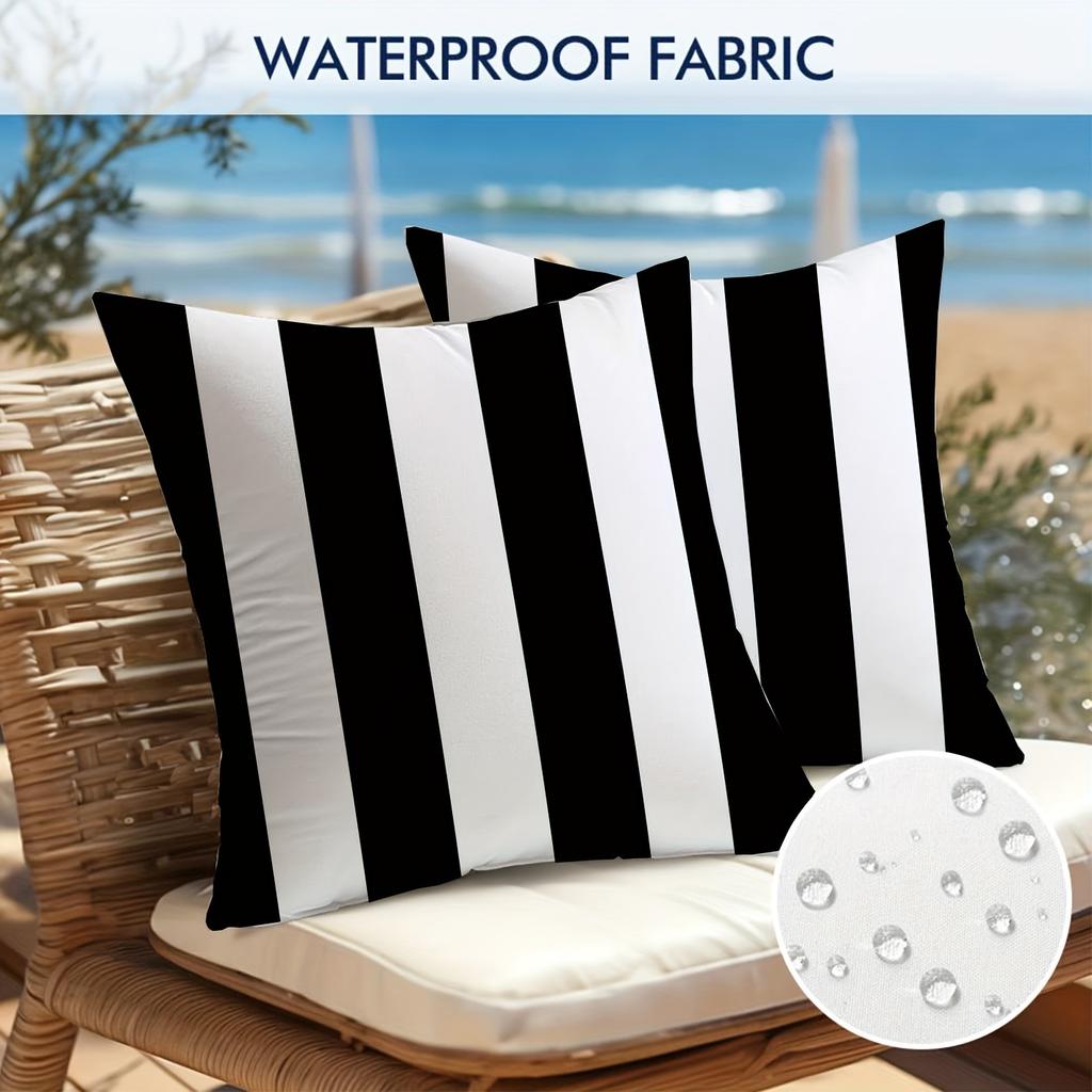 Waterproof Wave Width Bar Cushion Cover 30x50/45x45cm Island Holiday Lifestyle Outdoor Garden Chair Pillow Case Home Decoration