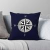 Navy Blue Compass Rose Fancy Square Pillowcase Polyester Linen Velvet Pattern Zip Decor Pillow Case Room Cushion Case