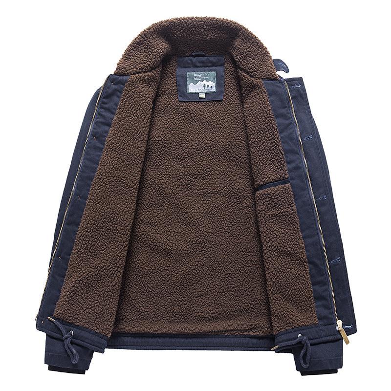 Abrigo militar de algodón con solapa gruesa de terciopelo de invierno para hombre Abrigo de algodón de terciopelo de cordero suelto para hombre