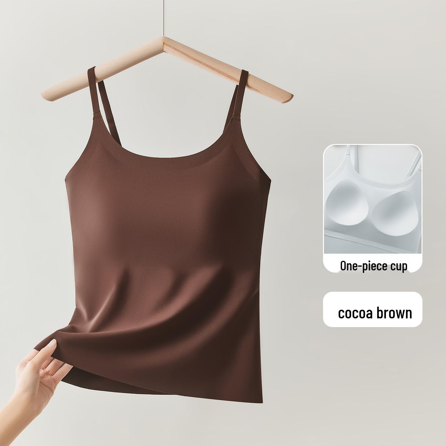 

Plus Size Women s Camisole with Built-in Bra Pads - Beautiful Back Lingerie for Spring/Summer 3XL [155-180 Jin] какао коричневый