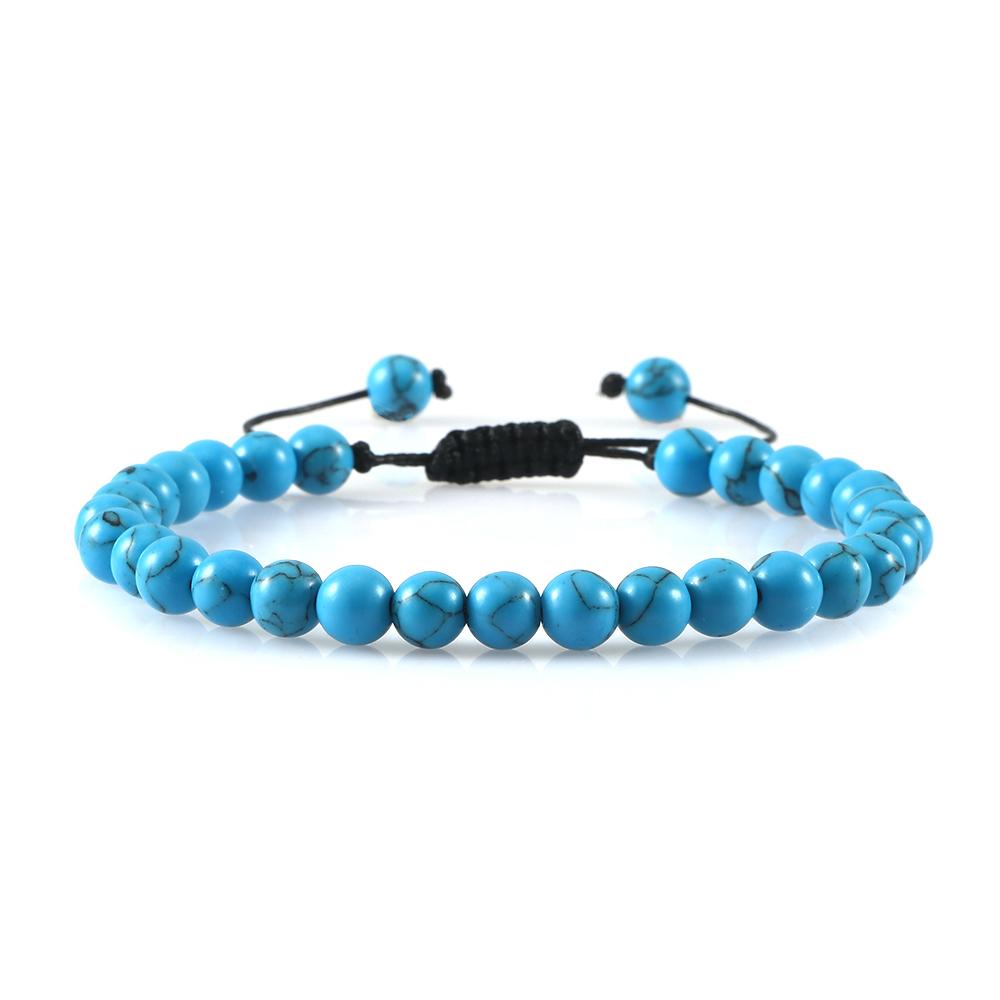 6mm Natural Stone Men Bracelets Charm Tiger Eye Black Beads Bracelet Braided Bangle Adjustable Charm Women Yoga Jewelry Pulseras