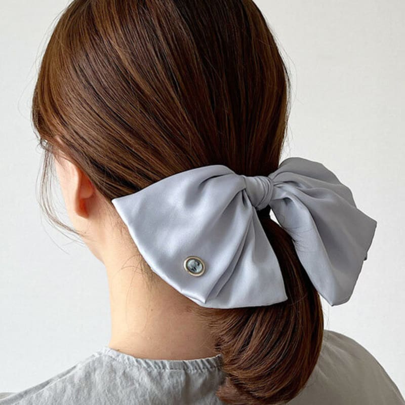 oar Cameo Big Ruffle Ribbon Hair Barrette [AiryBlue]