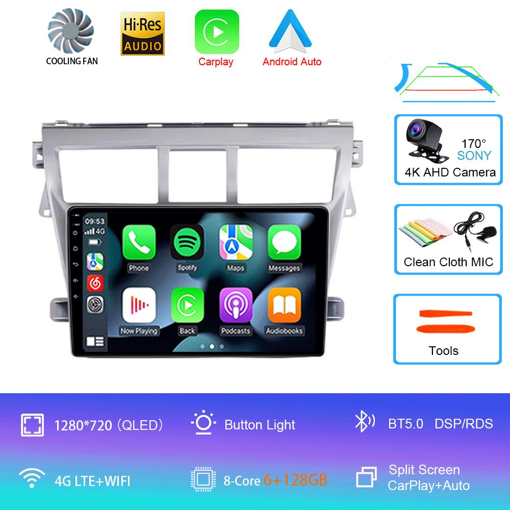 Android 14 For Toyota VIOS Yaris 2007 2008 2009 2010 - 2012 Car Radio GPS Carplay Multimedia Player Navigation Stereo Auto Audio