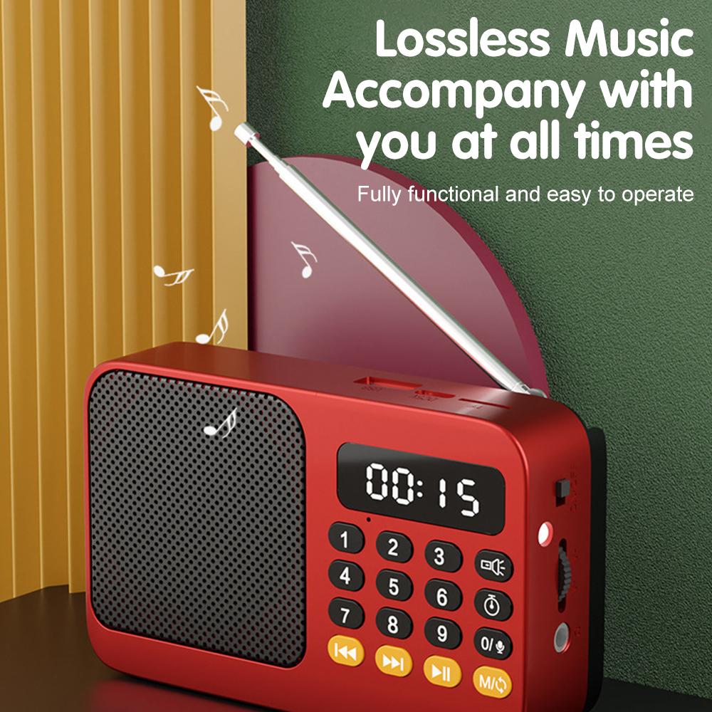 New Portable Radio Small Emergency FM Radio Receiver Rechargeable Radios with LCD Display Bluetooth 5.0 Sound Box Music Player