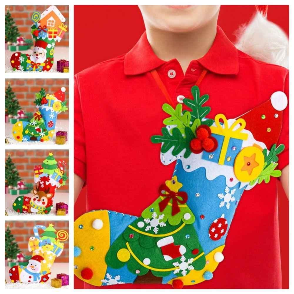 Non-woven Fabric DIY Christmas Stocking Snowman Portable Elk Xmas Bag  Party