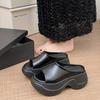 Muffin thick-bottomed cool slippers for women's summer wear new niche small person height beach one-word drag
