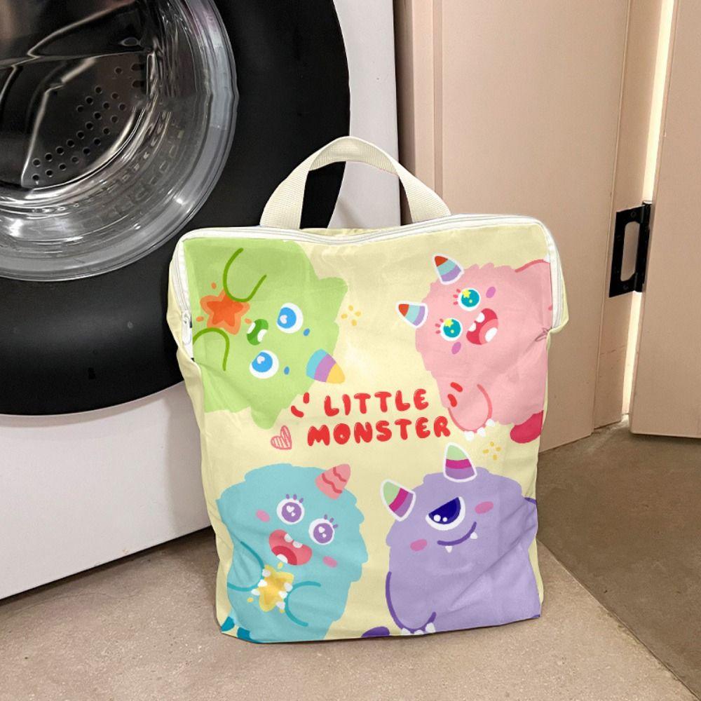 4Pcs Cute Mesh Laundry Bags Set Auto-lock Zipper Travel Clothes Organizer  Stocking
