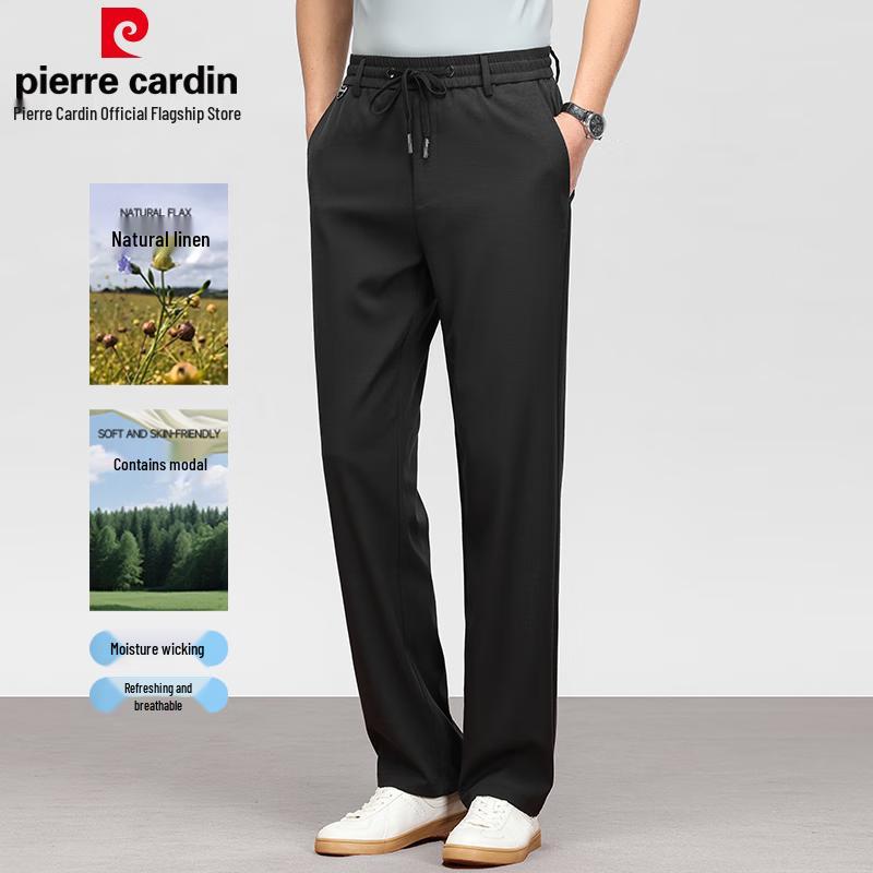 Pierre Cardin Men's Linen Modal Blend Straight-Leg Casual Pants