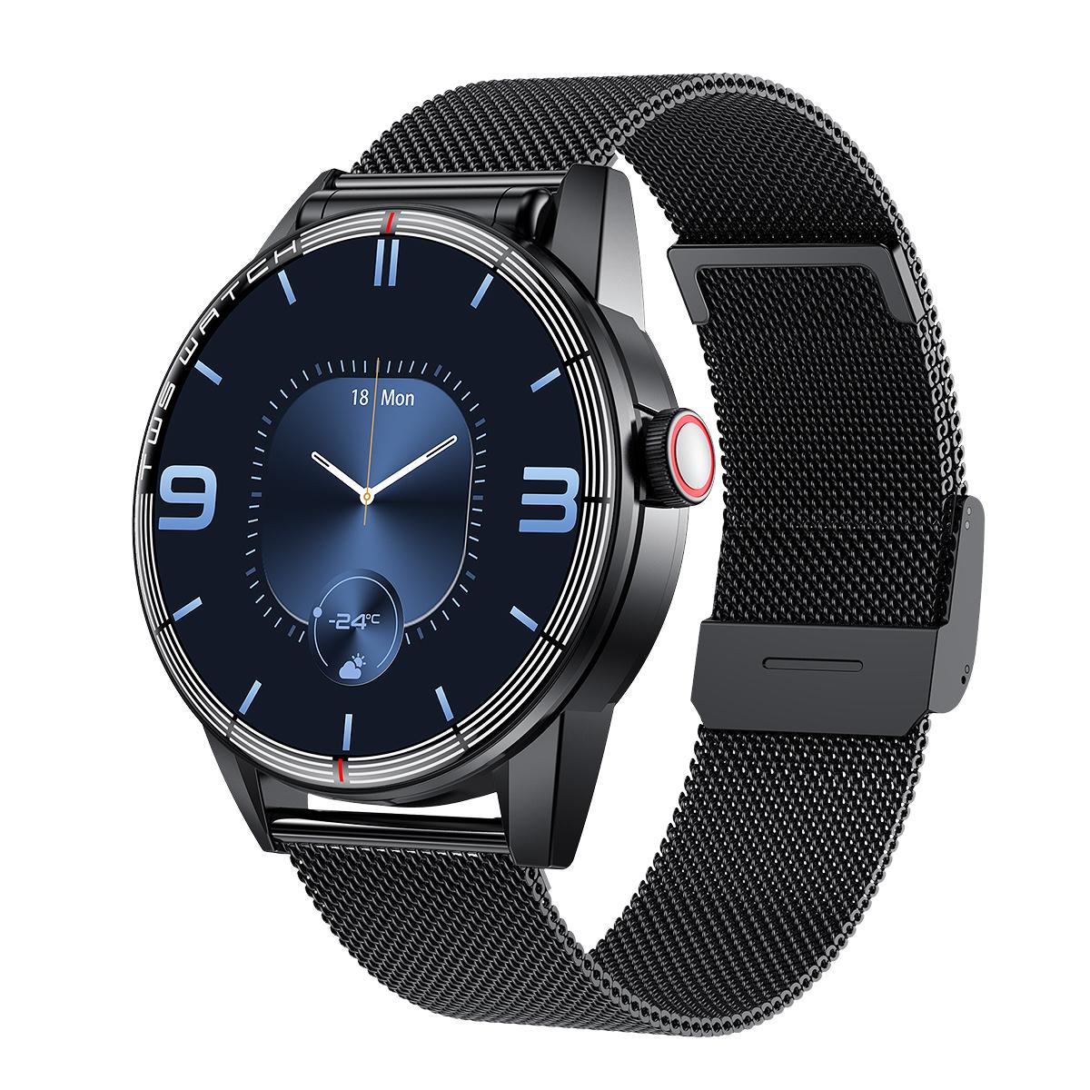 

Rainbuvvy R6 TWS Android Smartwatch 1.32inch IP67 Водонепроницаемый 360x360 BT5.2 Будильник Bluetooth Вызов Многоязычный смарт-браслет steel watchband чёрный