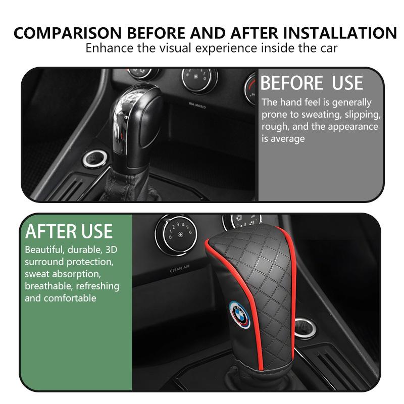 SHEJ3 Car Manual Gear Shift Knob Leather Cover Scratch-Resistant Sleeve For BMW E36 E39 E87 E60 E46 E53 E90 F10 F20 F25 F30 X3 X5