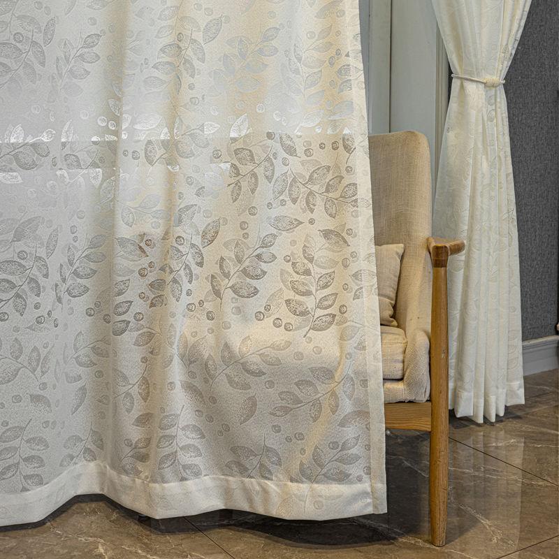 Nya Broderi Skira Gardiner för Vardagsrum Balkongfönster Blommigt Spets Voile Draperier Fräsch Stil