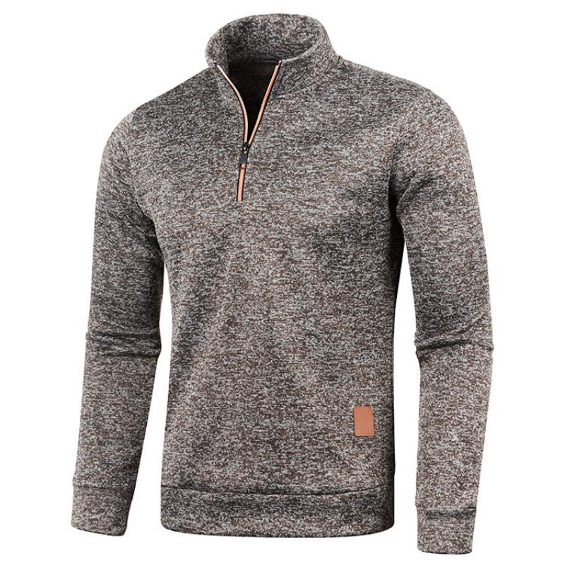 Einfarbig Mantel Männer Herbst Winter Lange Sleeve Zipper Stehkragen T-shirts für Männer Pullover Top Sport Männlich