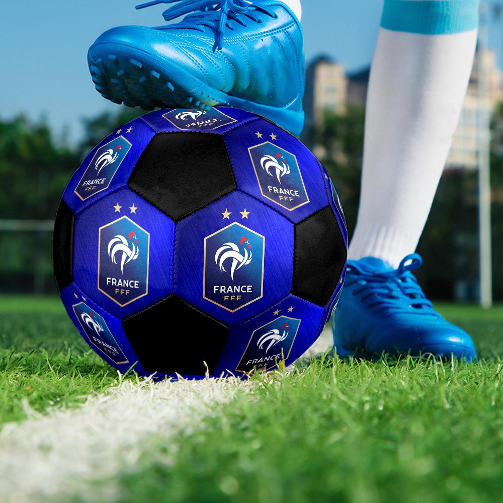 Pallone Calcio a 5 FFF Francia Colorato Cucito a Macchina PVC Misura 5 Pronto per Allenamento di Squadra Competizione Resistente Alta Rimbalzabilità Fantastico Regalo Sportivo