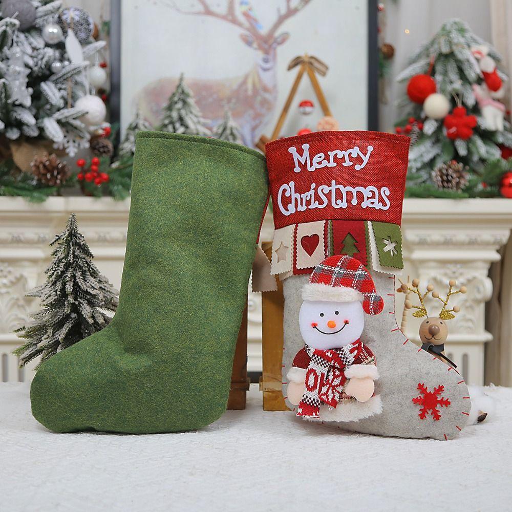 Santa Claus Snowman Elk Large Christmas Stockings Cartoon Candy Gift Bags  Party Favors