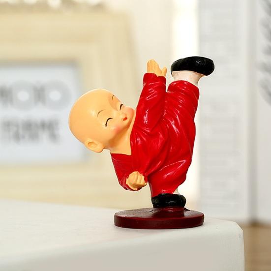 4 Pcs Baby Buddha Statue Small Buddha Monk Figurine Little Kungfu Monk Sculpture for Home Office Desk Car Dashboard Decor