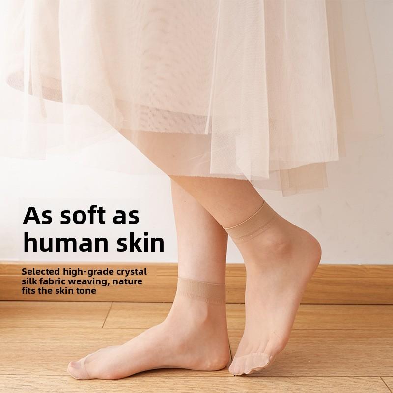 10 Pairs of Women's Spring and Summer Ultra Thin Style Breathable Transparent Anti Hook Silk Crystal Stockings